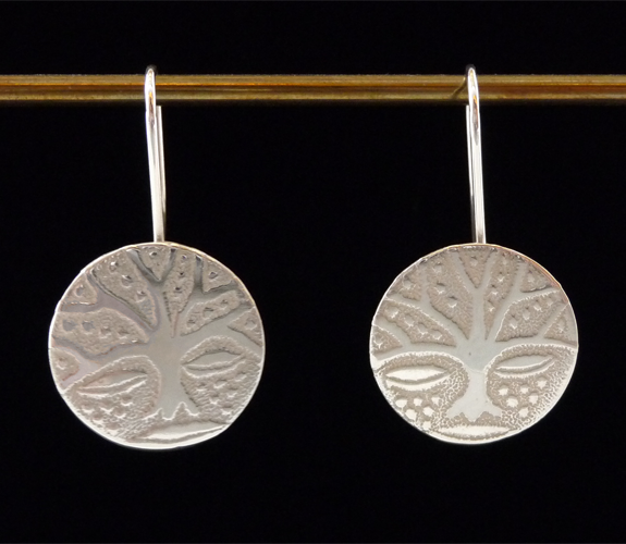 Dancing Circles - Etched Sterling Tree Spirit Earrings